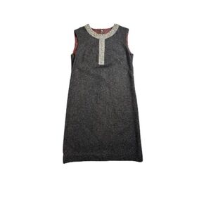 VTG Nelly De Grab  Wool  Dress Size L Pearl Detail Rhinestone Sheath Preppy